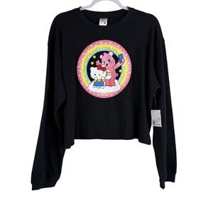 Forever 21 Hello Kitty‎ Care Bears Black Crop Top Long Sleeve Youth 13/14 NEW